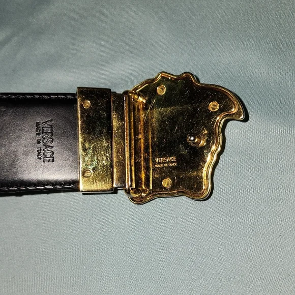 Versace Black Belt with Gold Buckle - Picture 6 of 12